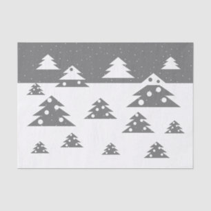 Simple White and Grey Christmas trees Snow Holiday Tissue Paper