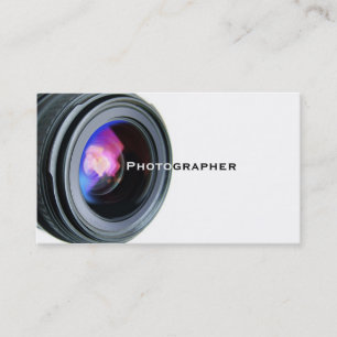 Simple White and Lens Photographer Business Card