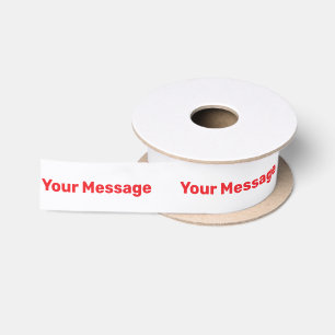 Simple White and Red Text Template Satin Ribbon