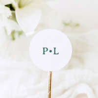 Simple White and Sage Green | Elegant Monogram