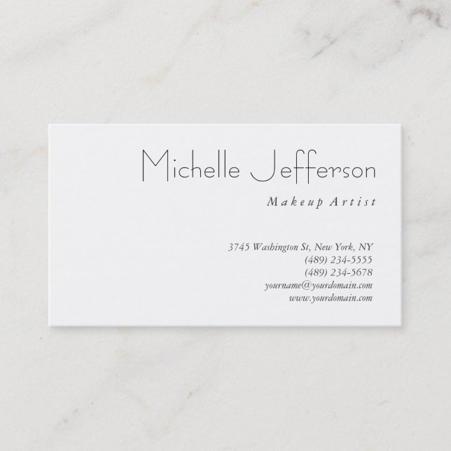 Simple White Attractive Charming Business Card (Front)