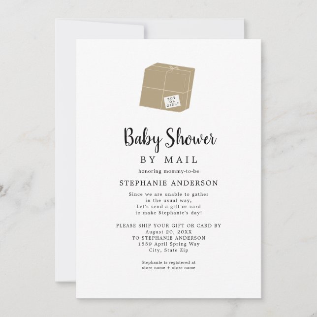 Simple White Baby Shower by mail Invitation (Front)