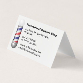 Simple White Barbers Pole Barbershop Business Card