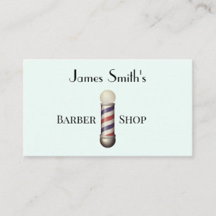 Simple White Barbers Pole Barbershop Business Card