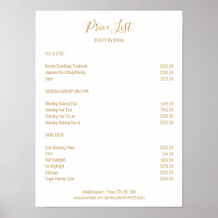Simple White Beige Preislisten Poster