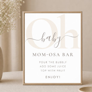 Simple White Beige Shower Momosa Bar Party Sign
