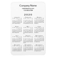 Simple White Black 2020 Calendar Company Name Info
