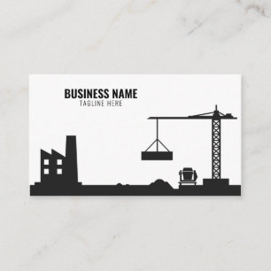 Simple White & Black Construction Site Silhouette Business Card
