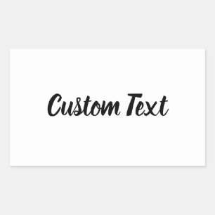 Simple White Black Cursive Script Text Template Rectangular Sticker