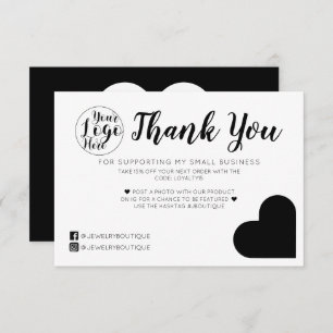 Simple White Black Heart Logo Customer Thank You