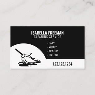 Simple White & Black Maid House Cleaning Service  Business Card
