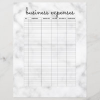 Simple White Black Marble Business Expenses