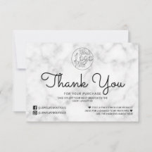 Simple White Black Marble Customer Thank You