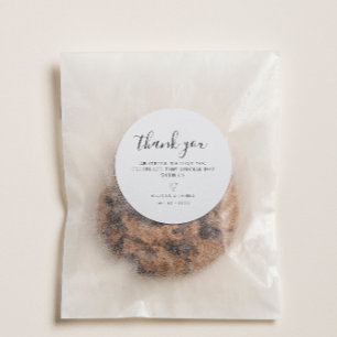 Simple White & Black Minimalist Wedding Thank You Classic Round Sticker