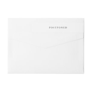 Simple White & Black Modern Wedding Postponed Wrap Around Label