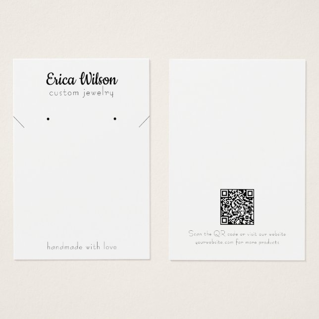 Simple White Black Necklace Earring Display card (Front & Back)