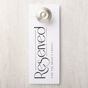 Simple White Black Wedding Reserved Door Hanger
