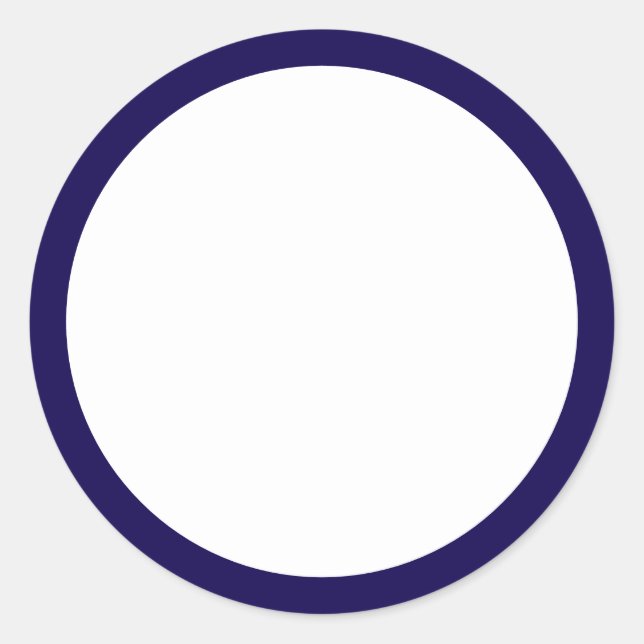 Simple White Blank with Blue Border Classic Round Sticker (Front)