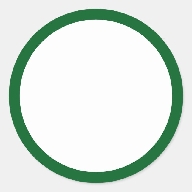 Simple White Blank with Green Border Classic Round Sticker (Front)