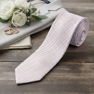 Simple White Blush Rose Pink Abstract Chevron Tie