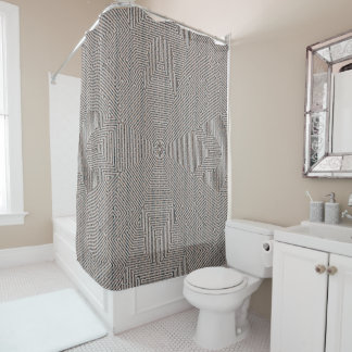 Simple white bohemian-styled design shower curtain