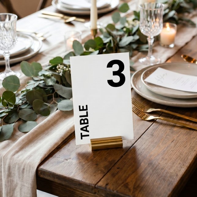 Simple White Bold Letters Table Number card (Creator Uploaded)
