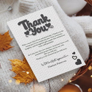 Simple White Bold Script Lettering Bridal Shower  Thank You Card