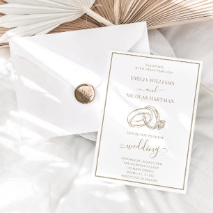 Simple White & Brown Elegant Wedding Invitation