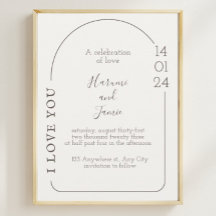 Simple White & Brown Wedding Invitation