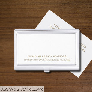 Simple White Business Card Case Golden Typography