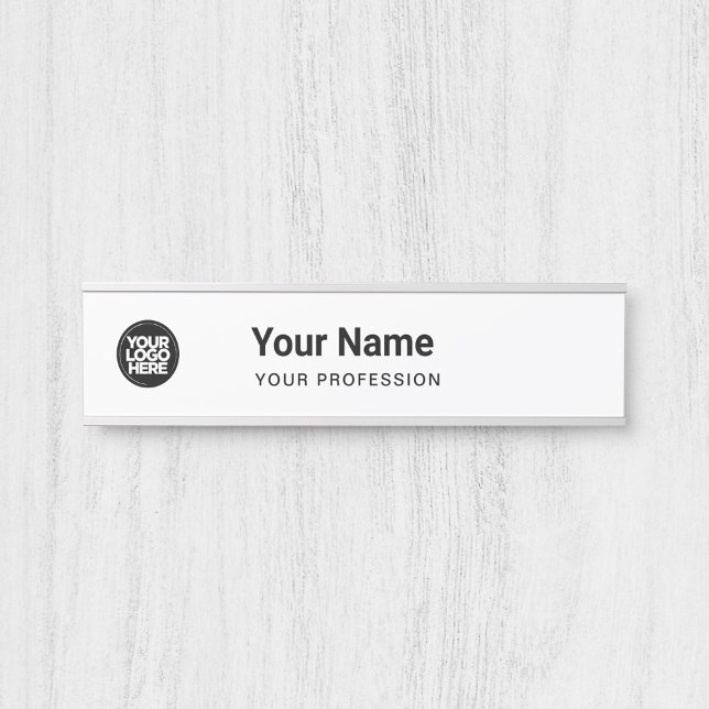 Simple White Business Logo Name Profession Door Sign (Creator Uploaded)
