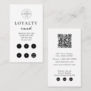 Simple White Business Logo QR Code Loyalty  Card