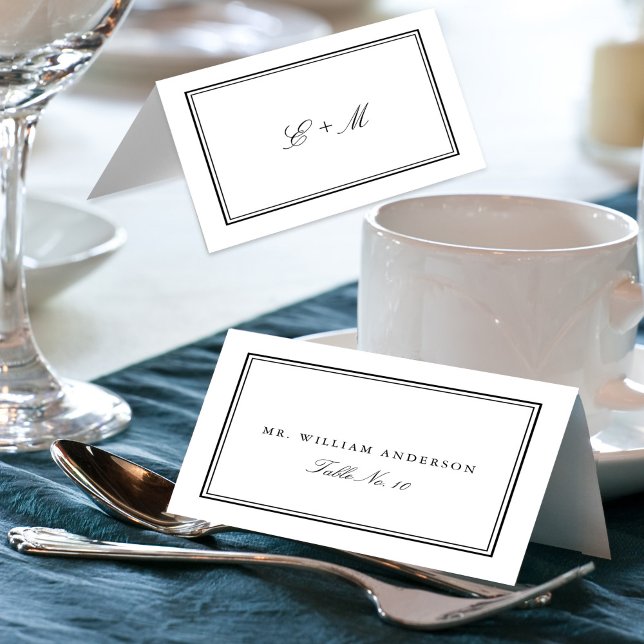 Simple White Classic Wedding Place Card (Creator Uploaded)