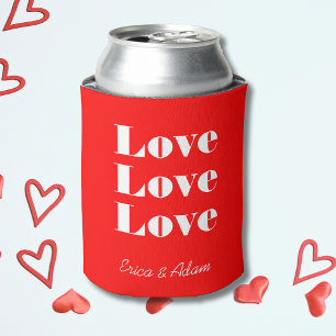 Simple White Clean 3 x Love    Neon Red Can Cooler