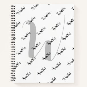 Simple White Colour - Initial Name Monogrammed Notebook