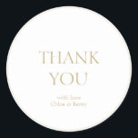 Simple White Couple Wedding Thank You Sticker<br><div class="desc">This lovely simple white wedding thank you sticker features a Thank You text in a contemporary golden taupe and couple names.</div>