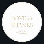 Simple White Couple Wedding Thank You Sticker<br><div class="desc">This lovely simple white wedding thank you sticker features a Love & Thanks text in a contemporary golden taupe and couple names.</div>