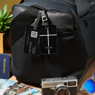 Simple White Cross Black Luggage Tag