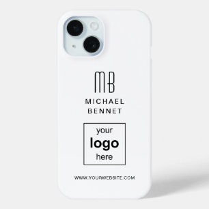 Simple White Custom Business Logo iPhone 15 Case