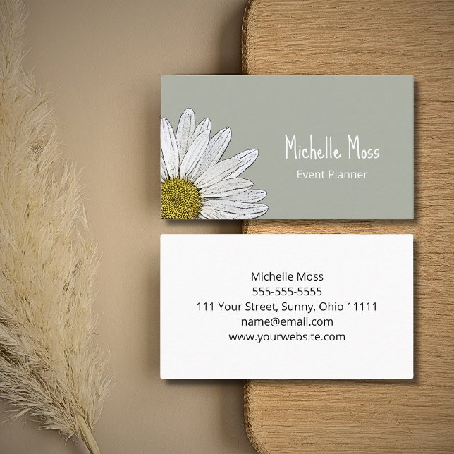 Simple White Daisy Botanical Floral Feminine Business Card (Creator Uploaded)