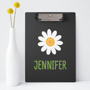 Simple White Daisy Monogram Clipboard