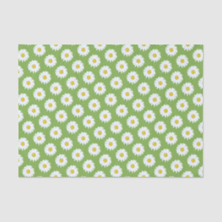 Simple White Daisy on Green Pattern Tissue Paper