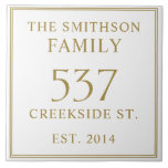 Simple White Date Established Address House Plaque Tile<br><div class="desc">Introducing our sophisticated and sleek white and gold house address plaque, featuring a minimalist design that exudes elegance. This plaque not only displays your house number but also includes the date of establishment, adding a personal touch to your home. Elevate the exterior of your residence with this stylish and timeless...</div>
