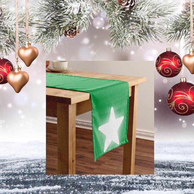 Simple White Decor Christmas on Green | Medium Table Runner (Creator Uploaded)