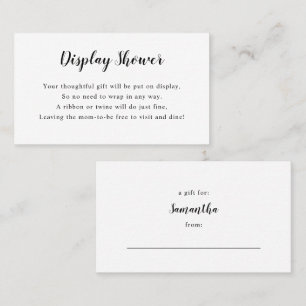 Simple White Display Baby Shower insert card