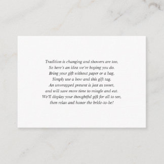 Simple white display bridal shower card + tag