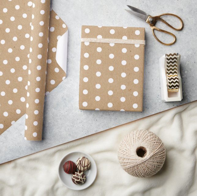 Simple White Dots On Faux Rustic Brown Kraft Wrapping Paper (Crafts)