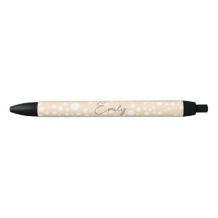 Simple white dotted pattern on peach background black ink pen