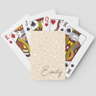 Simple white dotted pattern on peach background playing cards