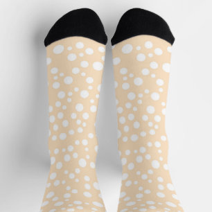 Simple white dotted pattern on peach background socks